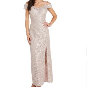 NWT Shimmery Lace, Off the Shoulder Evening Gown Sz 18